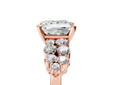 Rose gold Princess Cluster Diamond Engagement Ring with Pavé Band and Four-Prong Setting_60
