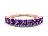 Rose gold Princess Cut Amethyst Channel-Set Eternity Band with Prong Setting_6