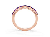 Rose gold Princess Cut Amethyst Channel-Set Eternity Band with Prong Setting_9