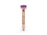 Rose gold Princess Cut Amethyst Milgrain Pavé Engagement Ring with Four-Prong Setting_14
