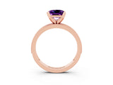 Rose gold Princess Cut Amethyst Milgrain Pavé Engagement Ring with Four-Prong Setting_15