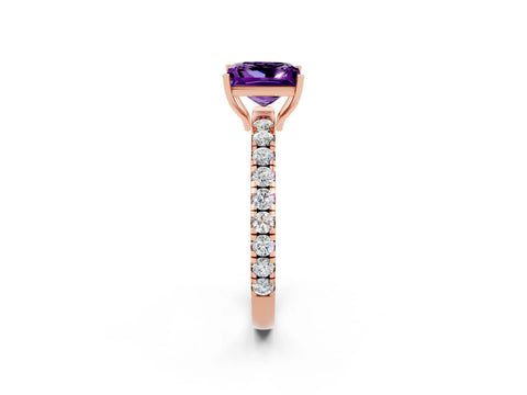 Rose gold Princess Cut Amethyst Pavé Solitaire Engagement Ring with Four-Prong Setting_14