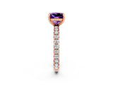 Rose gold Princess Cut Amethyst Pavé Solitaire Ring with Round Band and Prong Setting_26