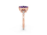 Rose gold Princess Cut Amethyst Ring with Side Stones and Four-Prong Setting_38