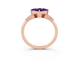 Rose gold Princess Cut Amethyst Ring with Side Stones and Four-Prong Setting_39