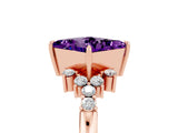 Rose gold Princess Cut Amethyst Ring with Side Stones and Four-Prong Setting_41