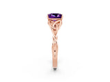 Rose gold Princess Cut Amethyst Solitaire Celtic Knot Ring with Four-Prong Setting_14