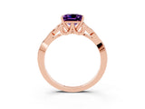 Rose gold Princess Cut Amethyst Solitaire Celtic Knot Ring with Four-Prong Setting_15