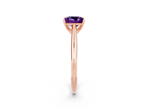 Rose gold Princess Cut Amethyst Solitaire Engagement Ring with Cathedral Setting and Four-Prong Mount_14