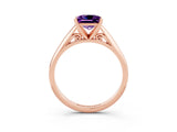 Rose gold Princess Cut Amethyst Solitaire Engagement Ring with Cathedral Setting and Four-Prong Mount_21