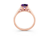 Rose gold Princess Cut Amethyst Solitaire Engagement Ring with Cathedral Setting and Four-Prong Mount_27