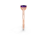 Rose gold Princess Cut Amethyst Solitaire Engagement Ring with Cathedral Setting and Four-Prong Mount_74
