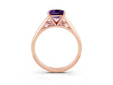 Rose gold Princess Cut Amethyst Solitaire Engagement Ring with Cathedral Setting and Four-Prong Mount_75