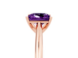 Rose gold Princess Cut Amethyst Solitaire Engagement Ring with Cathedral Setting and Four-Prong Mount_77