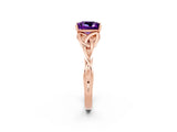 Rose gold Princess Cut Amethyst Solitaire Engagement Ring with Celtic Knot Band and Four-Prong Setting_2