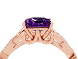 Rose gold Princess Cut Amethyst Solitaire Engagement Ring with Celtic Knot Band and Four-Prong Setting_4