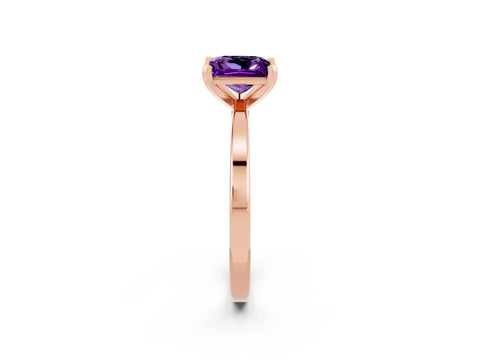 Rose gold Princess Cut Amethyst Solitaire Engagement Ring with Classic Band and Four-Prong Setting_26