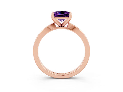 Rose gold Princess Cut Amethyst Solitaire Engagement Ring with Classic Band and Four-Prong Setting_27
