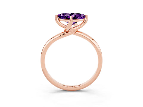 Rose gold Princess Cut Amethyst Solitaire Engagement Ring with Four-Prong Setting and Classic Band_15