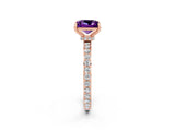 Rose gold Princess Cut Amethyst Solitaire Engagement Ring with Pavé Band and Four-Prong Setting_2