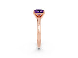 Rose gold Princess Cut Amethyst Solitaire Engagement Ring with Round Band and Four-Prong Setting_2