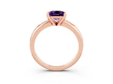 Rose gold Princess Cut Amethyst Solitaire Engagement Ring with Round Band and Four-Prong Setting_3