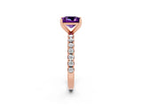 Rose gold Princess Cut Amethyst Solitaire Pavé Band with Four-Prong Setting_2