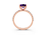 Rose gold Princess Cut Amethyst Solitaire Pavé Band with Four-Prong Setting_3