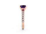 Rose gold Princess Cut Amethyst Solitaire Pavé Engagement Ring with Round Band and Prong Setting_74