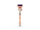 Rose gold Princess Cut Amethyst Solitaire Ring with Crossover Gallery and Round  Pavé Band_14
