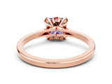 Rose gold Princess Cut Amethyst Solitaire Ring with Flower Prong Setting and Classic Band_12