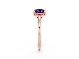 Rose gold Princess Cut Amethyst Solitaire Ring with Flower Prong Setting and Classic Band_14