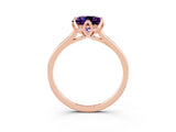Rose gold Princess Cut Amethyst Solitaire Ring with Flower Prong Setting and Classic Band_15