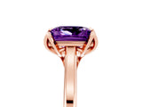 Rose gold Princess Cut Amethyst Solitaire Ring with Flower Prong Setting and Classic Band_17
