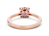 Rose gold Princess Cut Amethyst Solitaire Ring with Flower Prong Setting and Classic Band_48