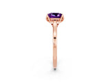 Rose gold Princess Cut Amethyst Solitaire Ring with Flower Prong Setting and Classic Band_50