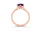 Rose gold Princess Cut Amethyst Solitaire Ring with Flower Prong Setting and Classic Band_51