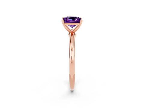 Rose gold Princess Cut Amethyst Solitaire Ring with Six-Prong Setting and Classic Band_2
