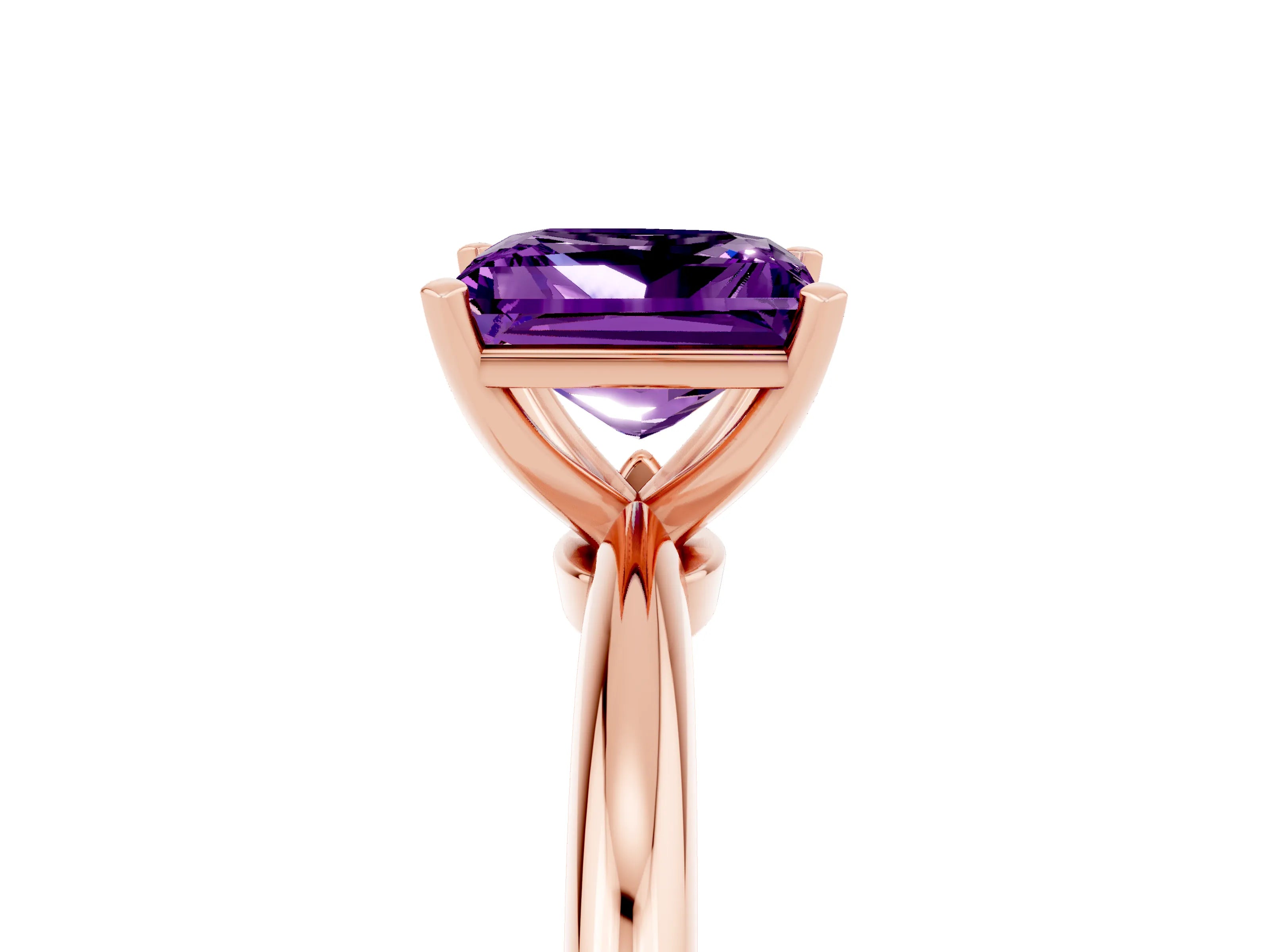 Rose gold Princess Cut Amethyst Solitaire Ring with Six-Prong Setting and Classic Band_5