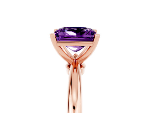 Rose gold Princess Cut Amethyst Solitaire Ring with Six-Prong Setting and Classic Band_5