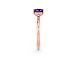 Rose gold Princess Cut Amethyst Solitaire Ring with Thin Band and Four-Prong Setting_2