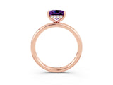 Rose gold Princess Cut Amethyst Solitaire Ring with Thin Band and Four-Prong Setting_3