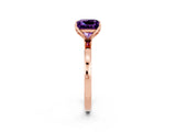 Rose gold Princess Cut Amethyst Solitaire Ring with Thin Band and Prong Setting_14
