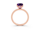 Rose gold Princess Cut Amethyst Solitaire Ring with Thin Band and Prong Setting_15