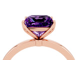 Rose gold Princess Cut Amethyst Solitaire Ring with Thin Band and Prong Setting_16
