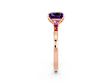 Rose gold Princess Cut Amethyst Solitaire Ring with Thin Band and Prong Setting_26
