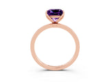 Rose gold Princess Cut Amethyst Solitaire Ring with Thin Band and Prong Setting_27