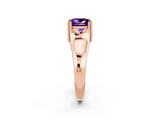 Rose gold Princess Cut Amethyst Solitaire Ring with Wide Band and Prong Setting_2