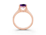 Rose gold Princess Cut Amethyst Solitaire Ring with Wide Band and Prong Setting_3