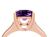 Rose gold Princess Cut Amethyst Solitaire Ring with Wide Band and Prong Setting_4